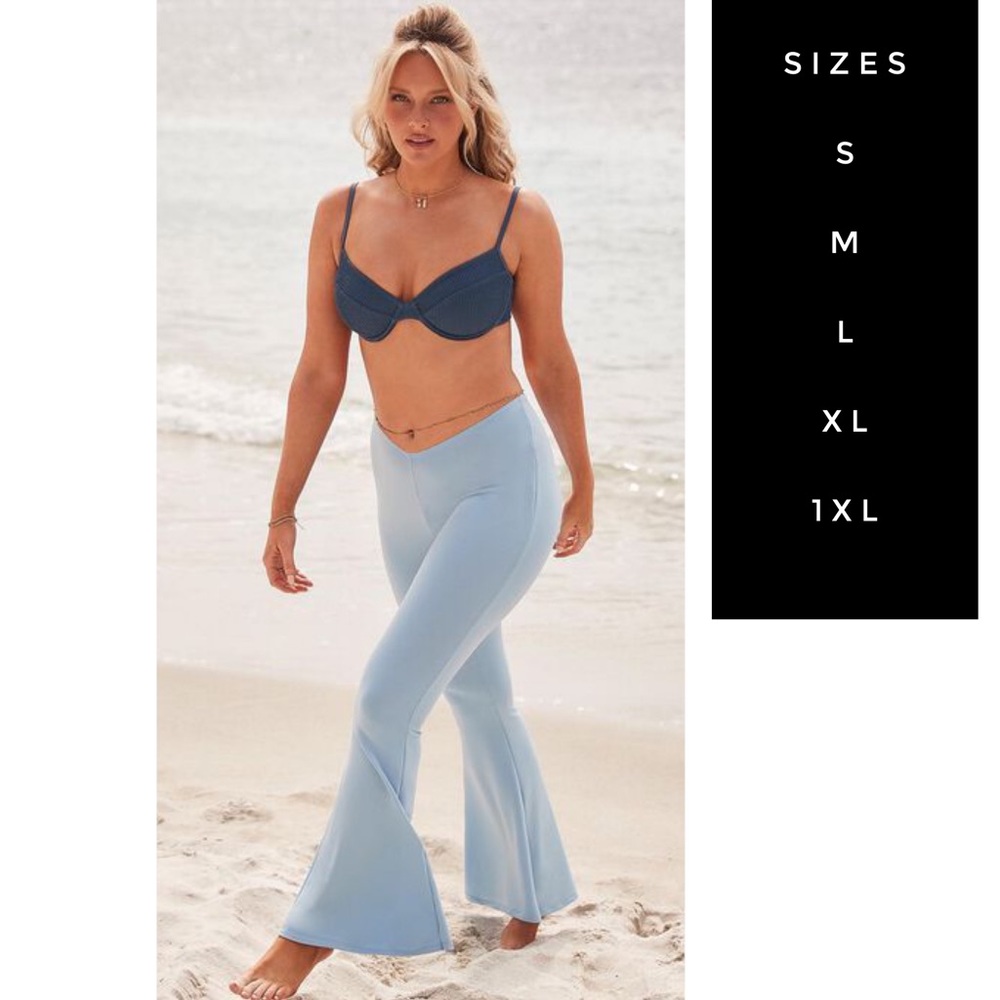 NWt Camille 70s Vibes Flare Pants in Light Blue- Brand New with Tags